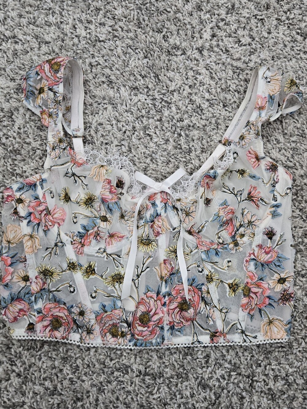 Dream Angels Unlined Bra Top Coconut White Embroidery Victoria's Secret